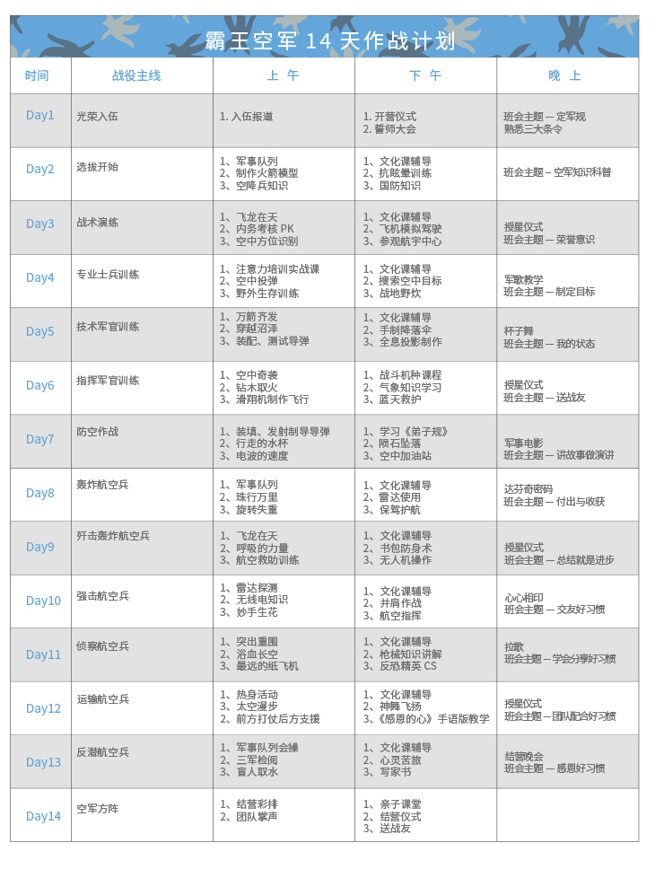 14天空军训练营