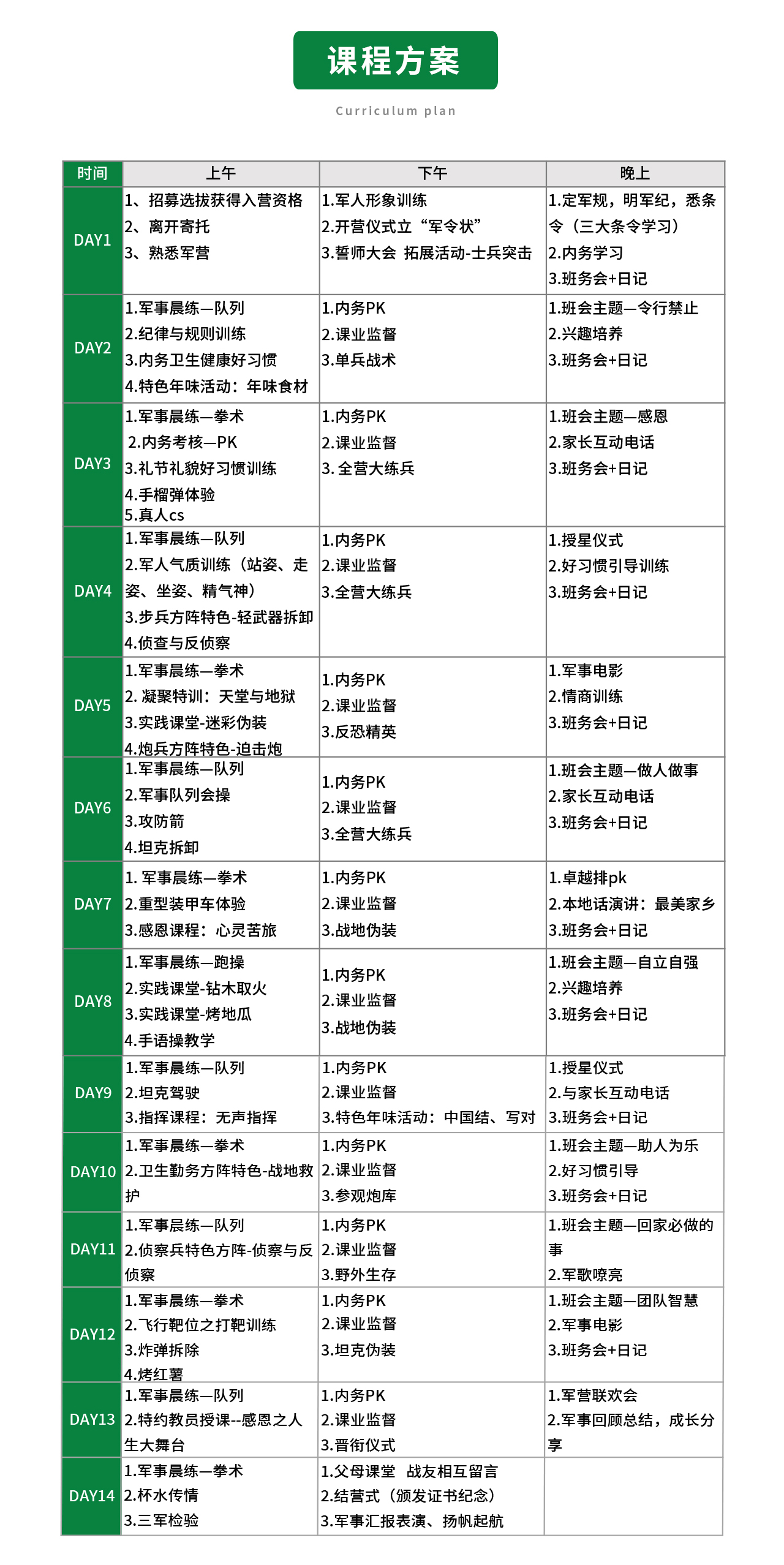 寒假7天王牌陆军冬令营1对6